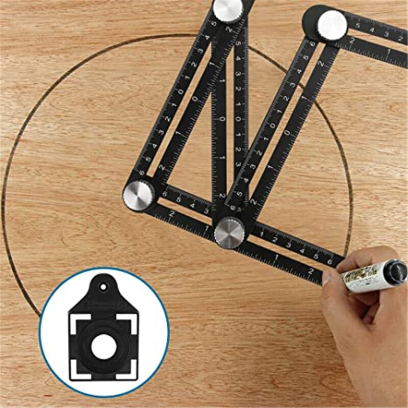 Multi-angle Measuring Ruler Aluminum Alloy Angle Adjuster Six-sided Folding Ruler Tile Puncher for Builders