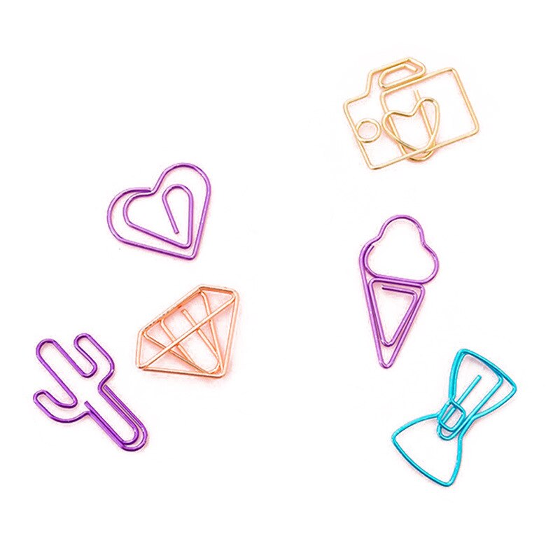 10Pcs Hollow Envelope Diamond Shape Paper Clips Set Cute Stationery Metal Clear Binder Clips Photo Tickets Notes Letter