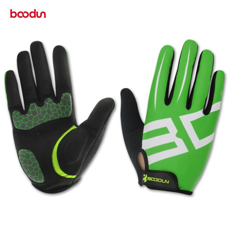 Boodun ademende heren fiets handschoenen lange vingers met gel pad schokbestendige sport handschoenen mtb racefiets mountainbike fiets handschoenen
