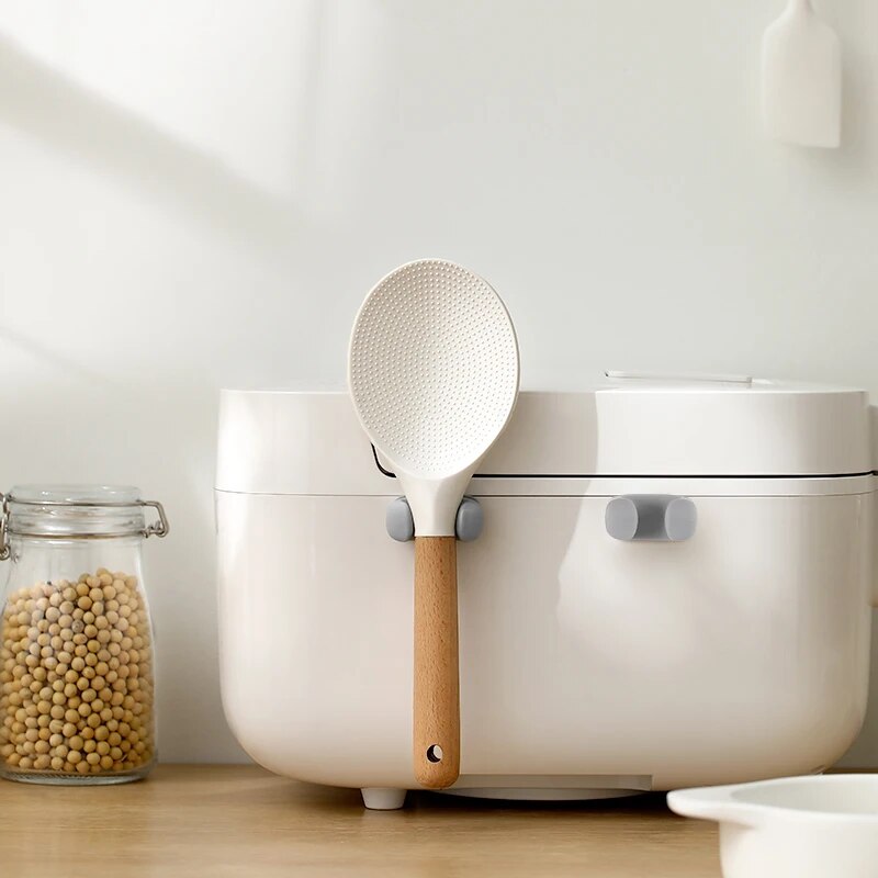 Rice Spoon Holder Silicone Storage Rack, Kitchen Wall-Mounted Cooker Spoon Shelf, Placement Rack