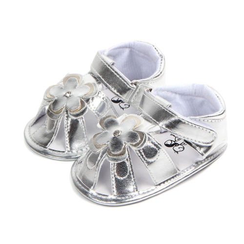 Summer 0-18M Baby Girls Floral Sandal Anti-Slip Leather Crib Shoes Prewalker Cute Casual Soft Shoes