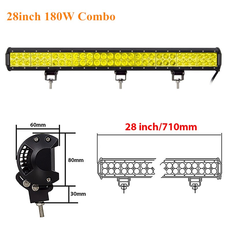Skyworld amarelo conduziu a barra de luz 4 12 14 17 20 23 25 28 36 polegada trabalho lâmpada combo feixe condução offroad para o caminhão do carro suv atv 4x4 uaz