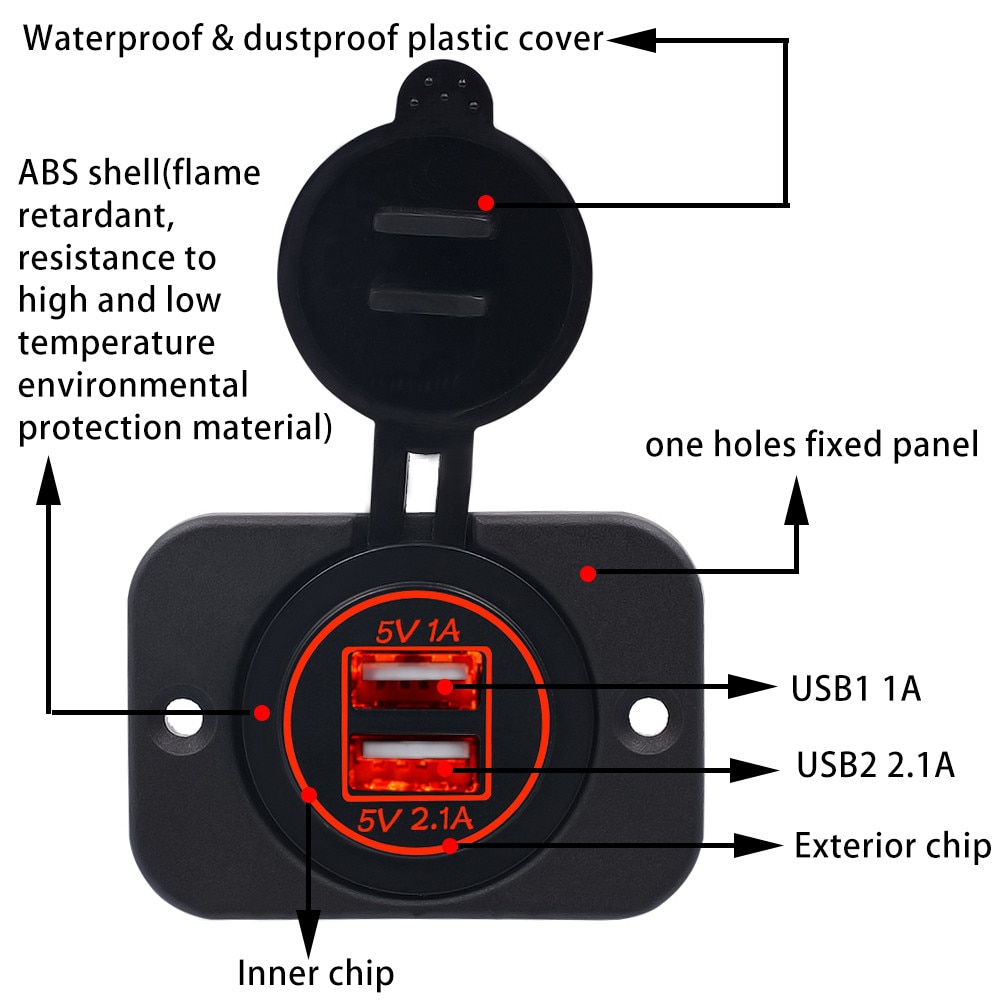 5 V 3.1A Dual USB Car Charger Sigarettenaansteker Waterdichte Snelle Dual USB Dual-gat Auto accessoires