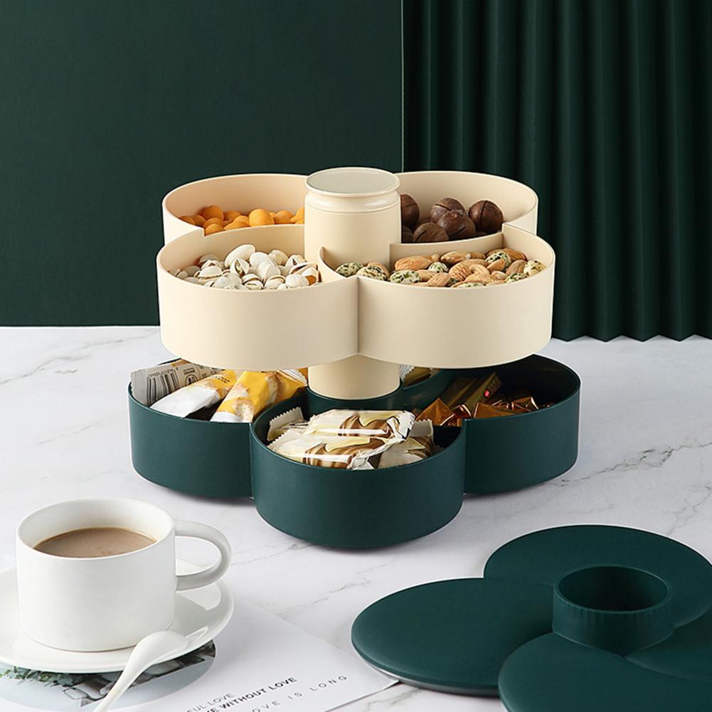 Plateau à collation en forme de fleur Double couche PP assiette de fruits secs pas facilement déformable pour Restaurant , directe,
