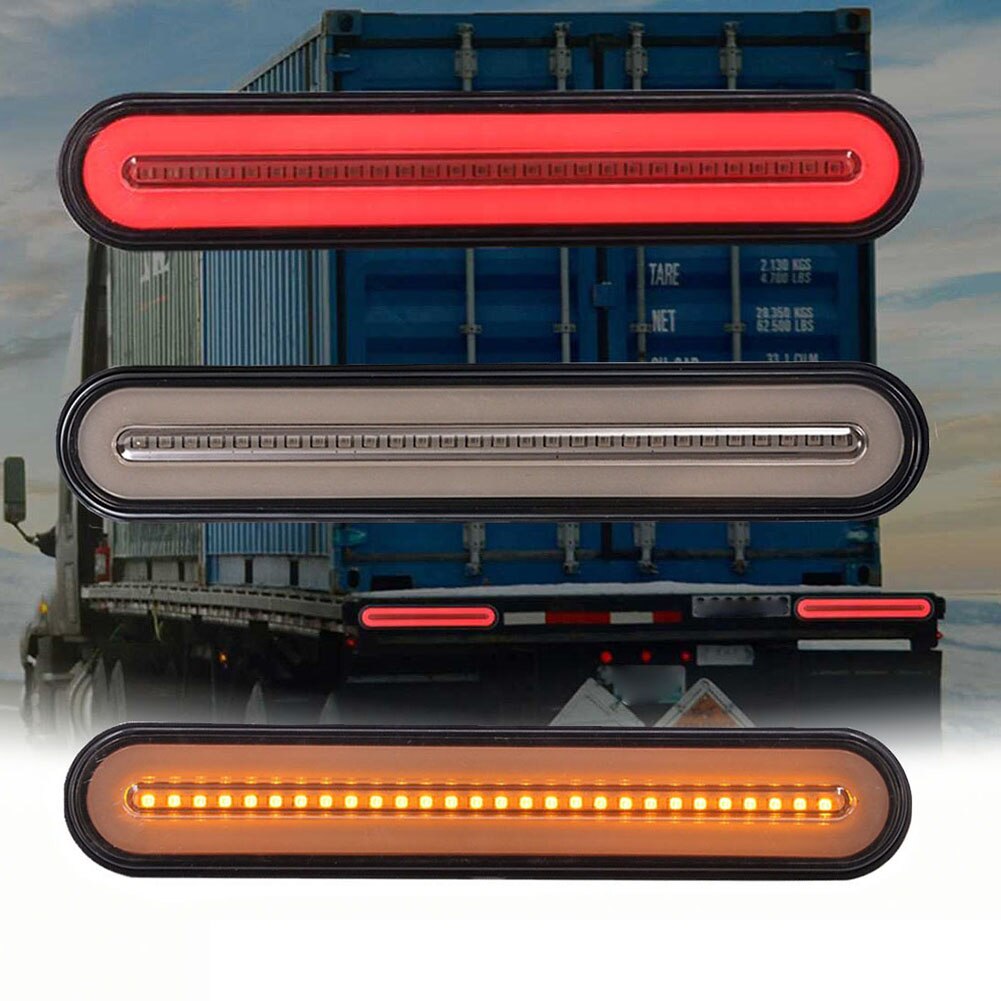 2PCS 100LED Brake Tail Light Two-Color Light Guide Truck Modified Tail Light Turn Signal