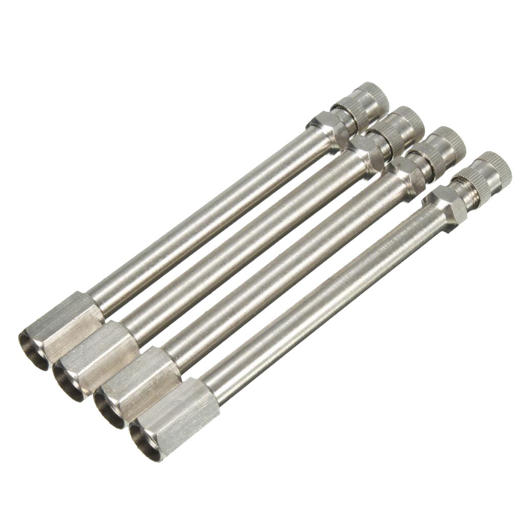 4 Pcs 103mm Car Tyre Valve Extension Hose Rod Twin Wheel Adaptors & Chrome Valve Cap For Dual Wheels Car Accessories