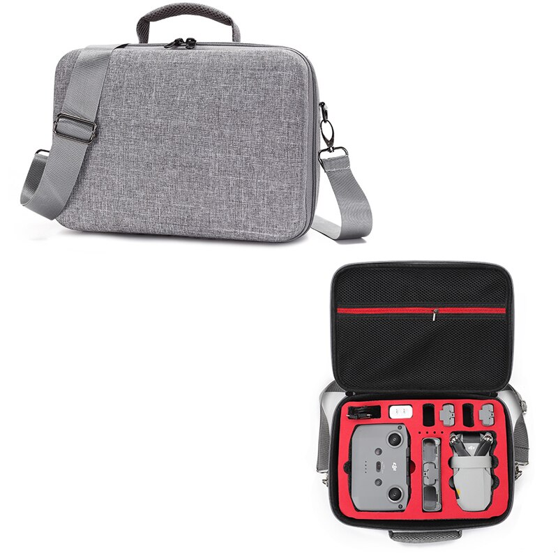 Dji mavic mini 2 vandtæt opbevaringspose håndholdt beskyttende æske bæretaske til dji mavic mini 2 tilbehør: Grå (rød indre)