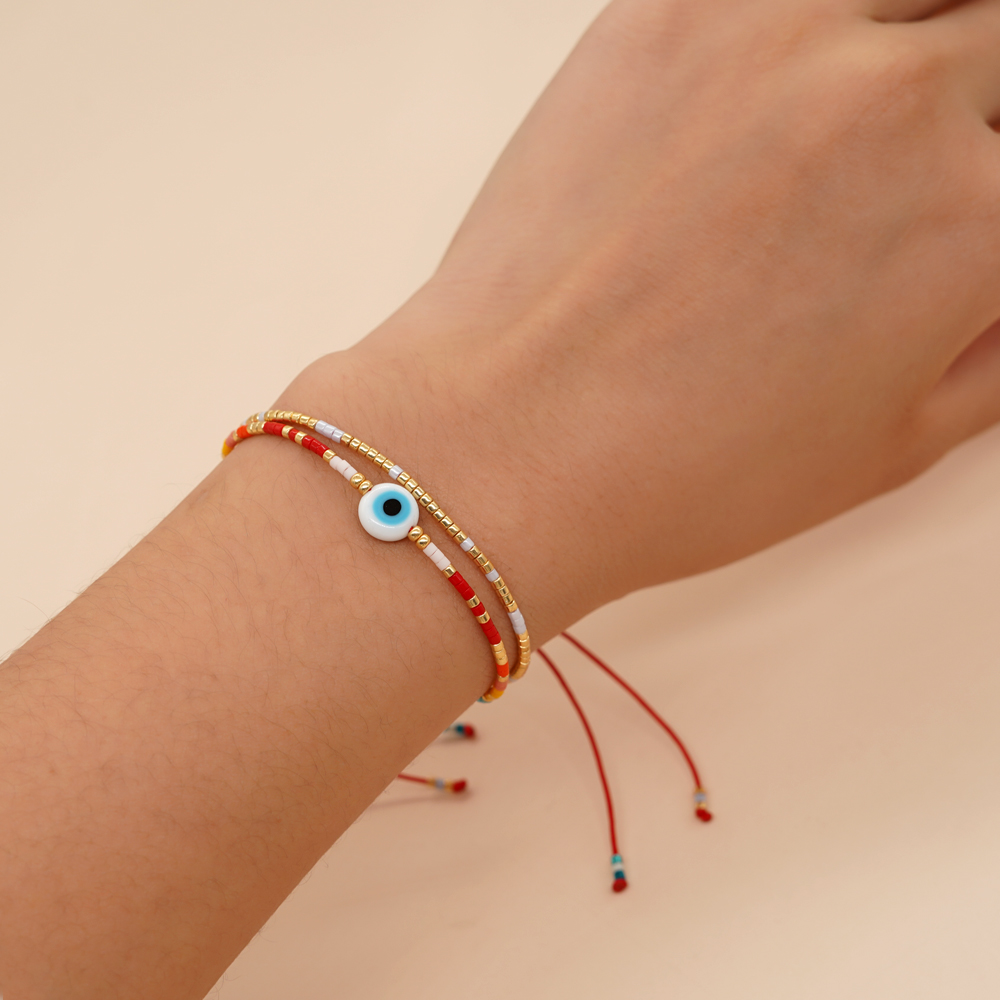 Go2Boho-Pulseras con dijes de cadenas multicapa para hombre y mujer, pulsera de la suerte con cuentas de mal de ojo, cuerda roja, de joyería hecho a mano