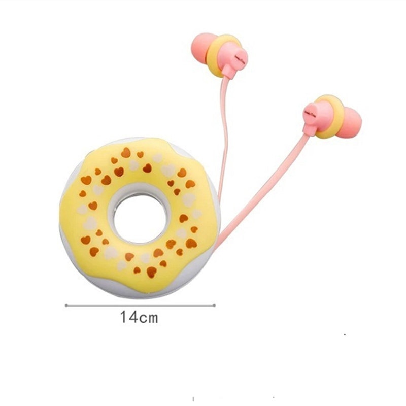 Cute Donuts Macarons Earphones 3.5mm in-ear Stereo Wired Earbuds with mic Earphone Case for Kids iPhone Xiaomi Girls MP3