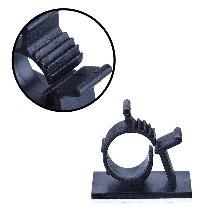 Adjustable Cable Clips Adhesive Nylon Wire Clamps Black 50 Pcs
