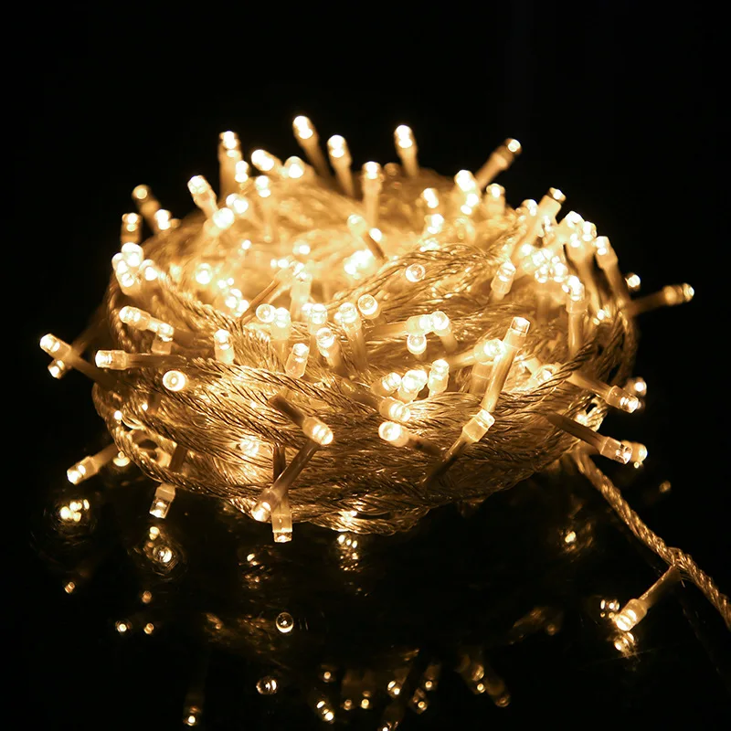 LED Christmas Fairy Lights Waterproof 10M-100M 8 Modes 24V-36V Wedding Party String Decor For Lighting Celebration: Warm White / 0-5W / Eu plug