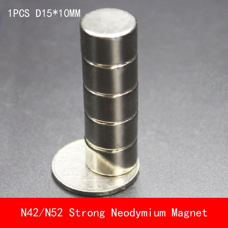 1 STKS D15 * 10mm N42 N52 ronde Sterke zeldzame aarde permanente magneet NdFeB plating Nikkel Dia 15X10 MM