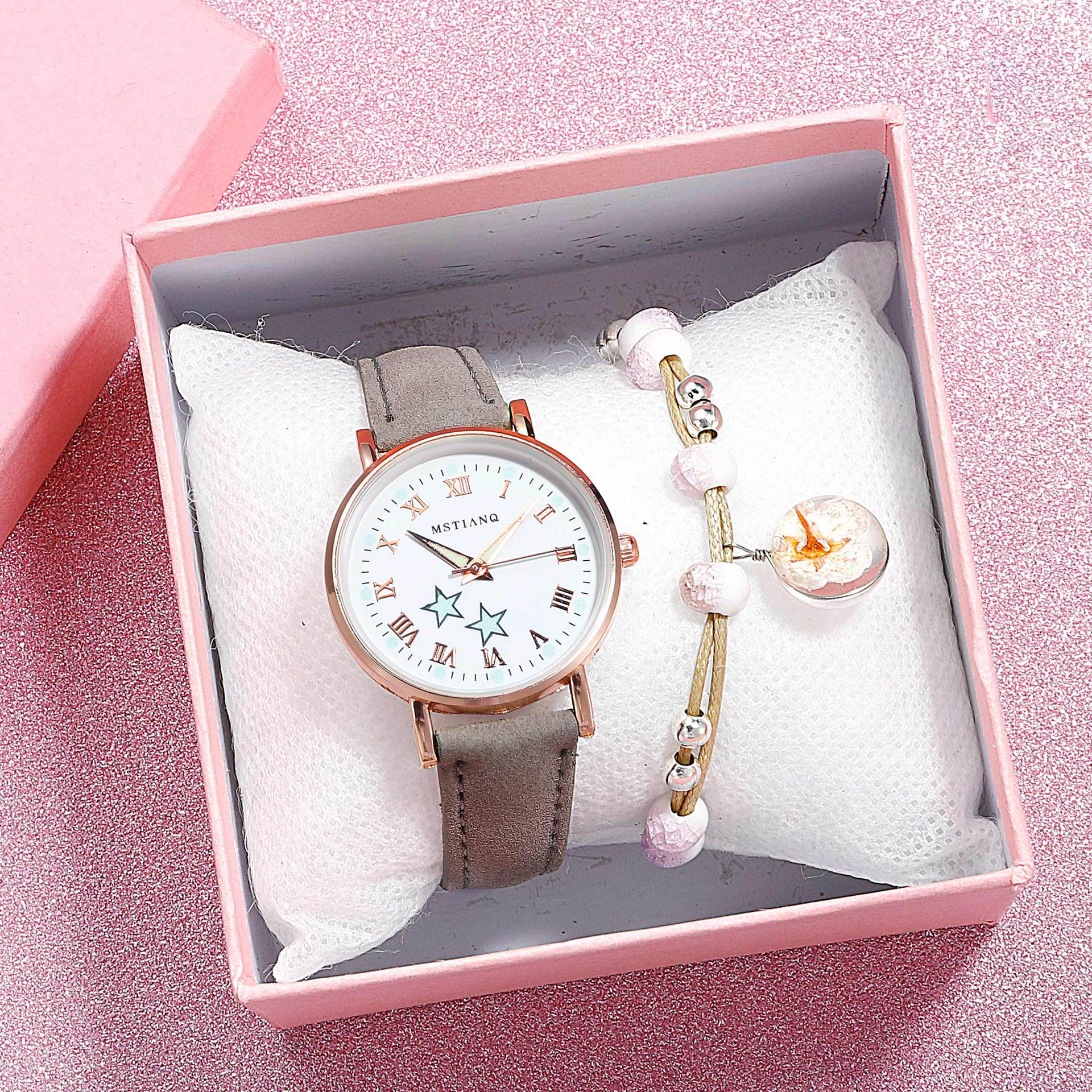Lichtgevende Sterren Vrouwen Horloges Dames Horloges Casual Lederen Band Quartz Horloge Klok Montre Femme Relogio Feminino: C