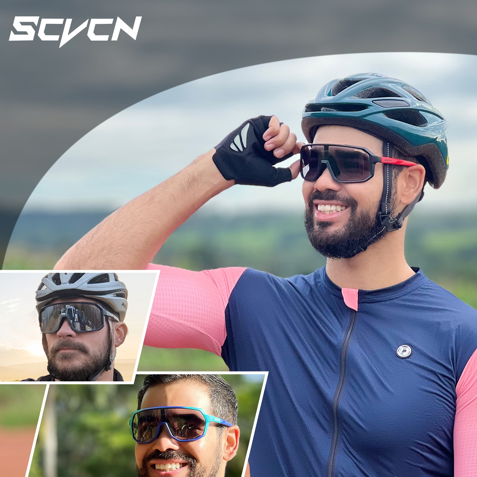 Scvcn cykelsolglasögon fotokromatiska glasögon för män sol mountainbike landsvägscykel cykelglasögon sport  uv400 mtb