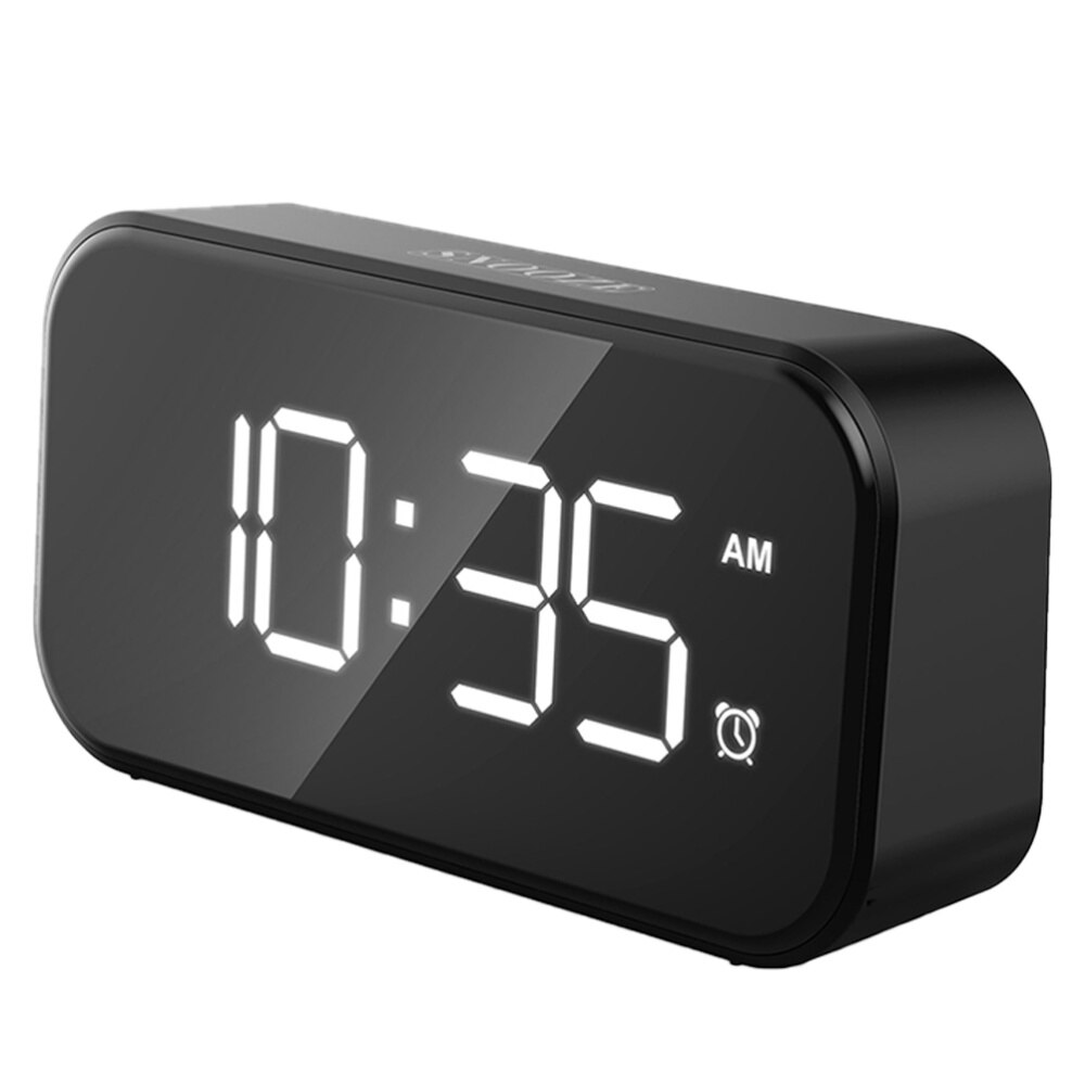 LED Digital Alarm Clock Snooze Dimmer Mirror Surface Clock Without Battery