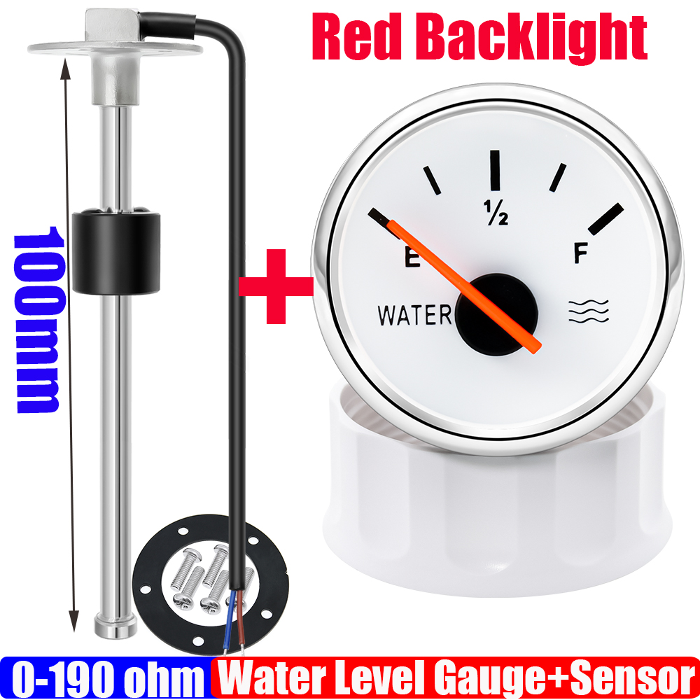 0–190 Ohm Wasserschwimmer-Sensor + Wasserstandsanzeige, rote LED, 52 mm Wassertank, Messgerät, Anzeige für Marine, Auto, Wohnmobil, Wohnmobil, Yacht, 9–32 V: Armee Grün