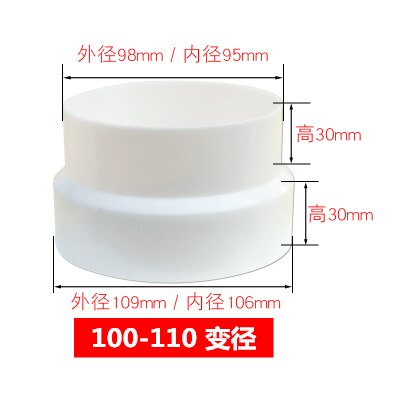 Universal Exhaust Hose Adapter Pvc Coupling Pipe Connector Fitting Diameter 80-200 Mm Duct Reducer for Air Ventilation Systems: 100-110mm