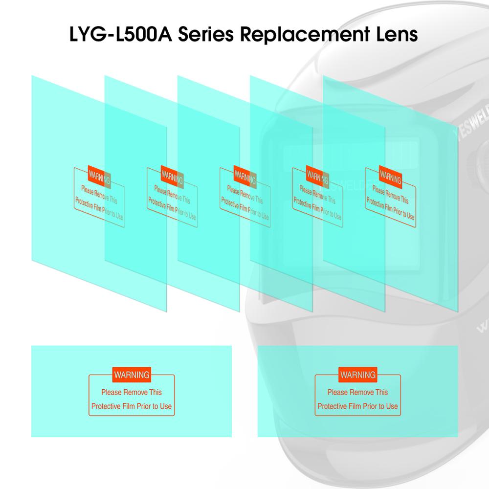 YESWELDER 5 Pcs Grote Bekijken Screen Outer Vervanging Lens en 2 stuks Inner Vervanging Lens voor LYG-L500A Serie Lashelm