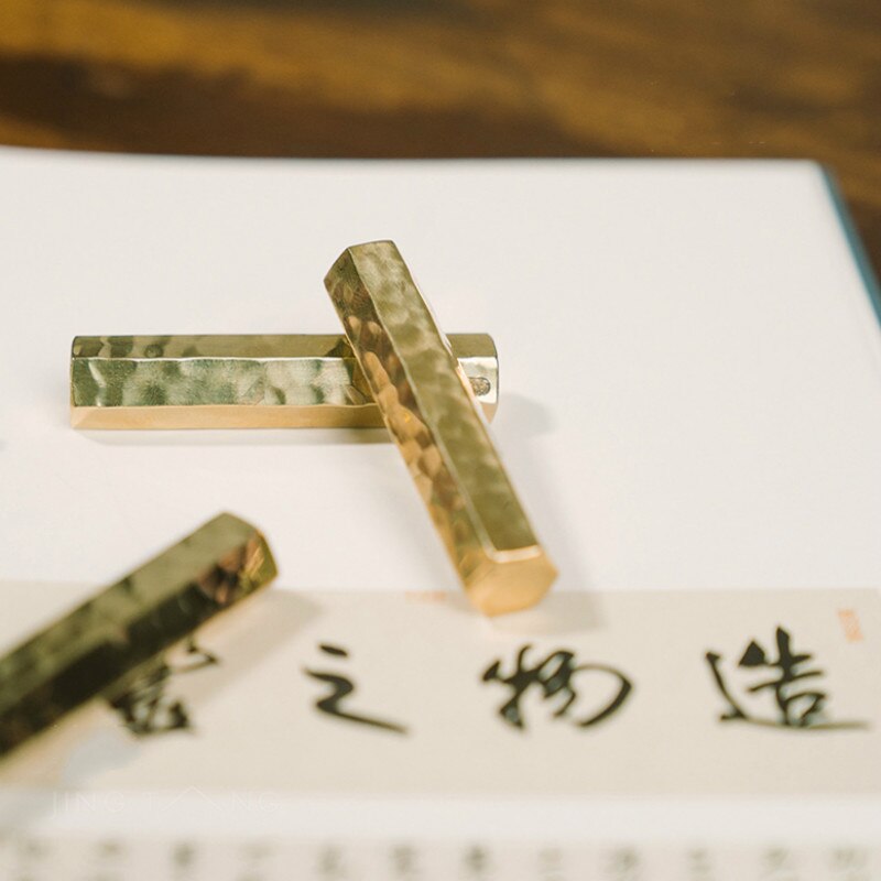 Kleine Paperweights Messing Student Portalbe Stabiele Paperweights 1Pcs Chinese Brush Pen Schilderen Rijst Papier Drukken Paperweights