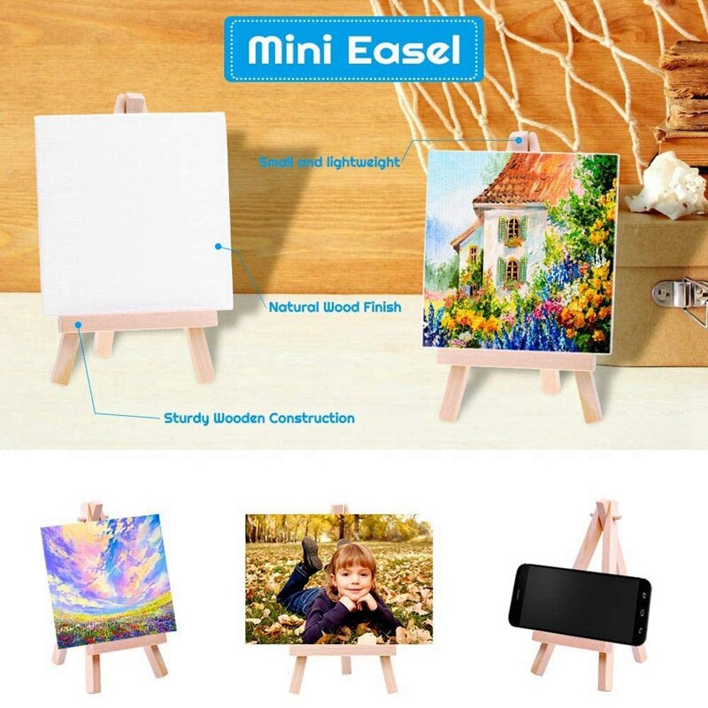 Children's Painting Canvas Easel, 18Pcs Mini Painting Canvas Painting Set Painting Craft Drawing for Children's Painting