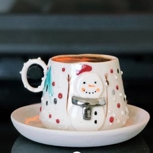 French porcelain Limoges porcelain clay produced 100% handmade special year chrismast snowman turkish coffee gre