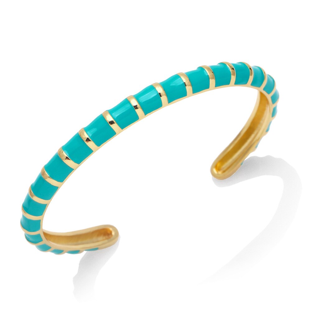 Y2K Mode Streep Emaille Manchet Armbanden Koperen Armband Armband 2022 Sieraden Voor Vrouwen Meisje Beach Party: Dark Blue