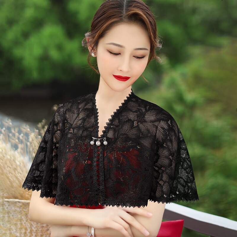 Zwart Wit Champagne Burgundy Lace Bruiloft Jas Cape Wrap Korte Bruids Wraps Sjaal Vrouwen Avond Bolero Bruid Capes Mariage