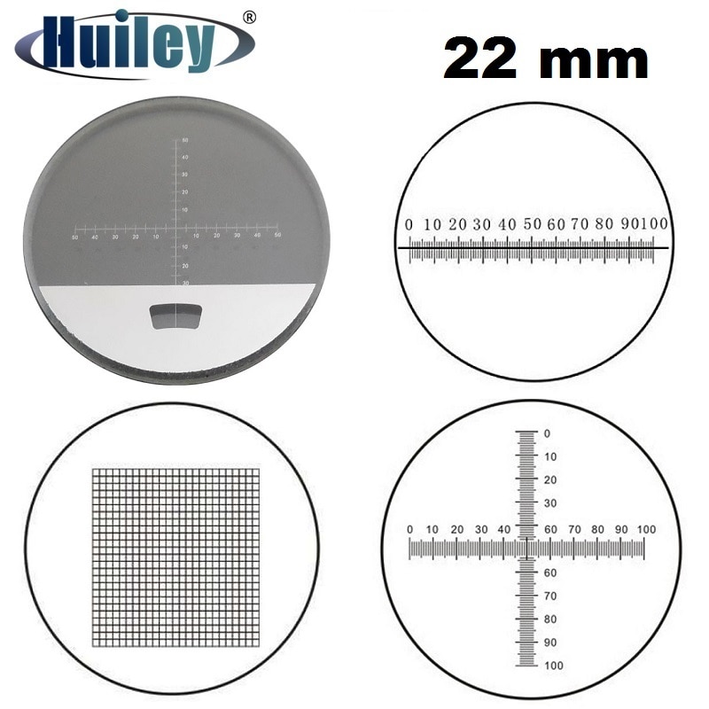 22Mm Diameter Micrometer Schaal Microscoop Optische Oculair Schaal Kalibratie Cross Heerser Raster Schaal Voor Microscoop Verrekijker