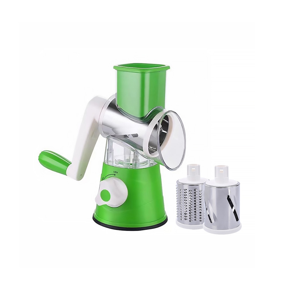 Multifunctional Hand Crank Rolling Shredder Vegetable Slicer Chopper Rotary Cheese Grater Kitchen Tools Crank Rolling Shredder: green