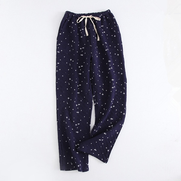 Cotton Pajamas Men Sleep Bottoms Spring Autumn Pijama Hombre Pantalon Sleeping Pants Men Pyjamas Mens Sleepwear Q1350: navy / L