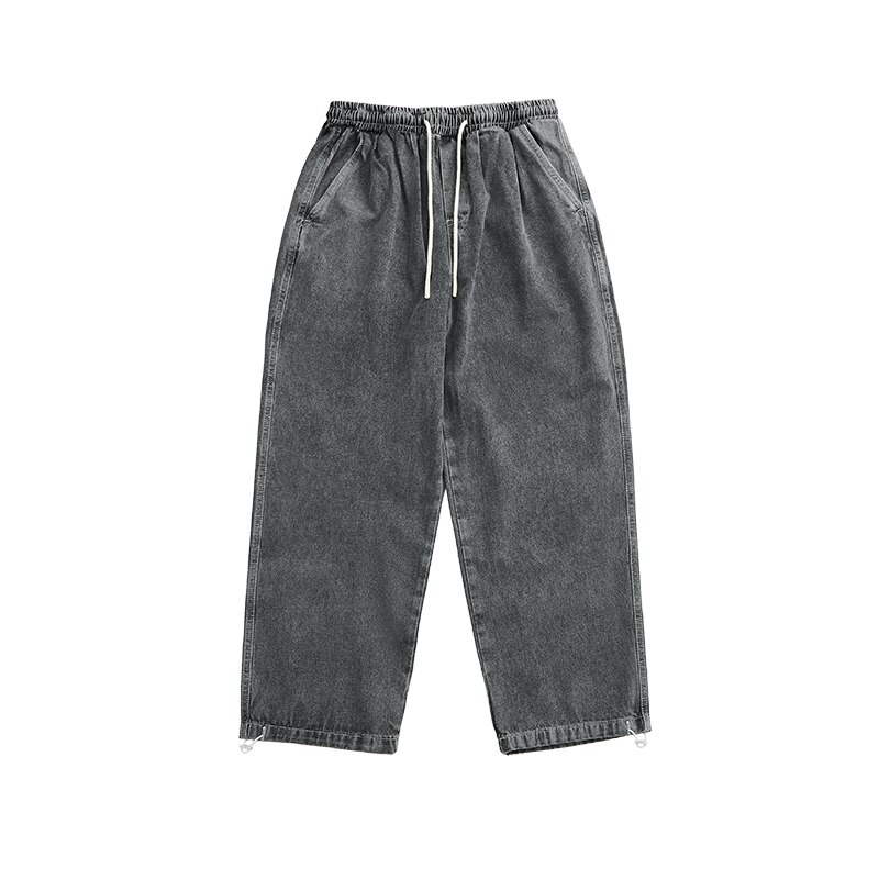 Inflation sorte jeans herre stil elastisk talje stretch lige denim bukser mænd hip hop bukser 3229w: Grå / S