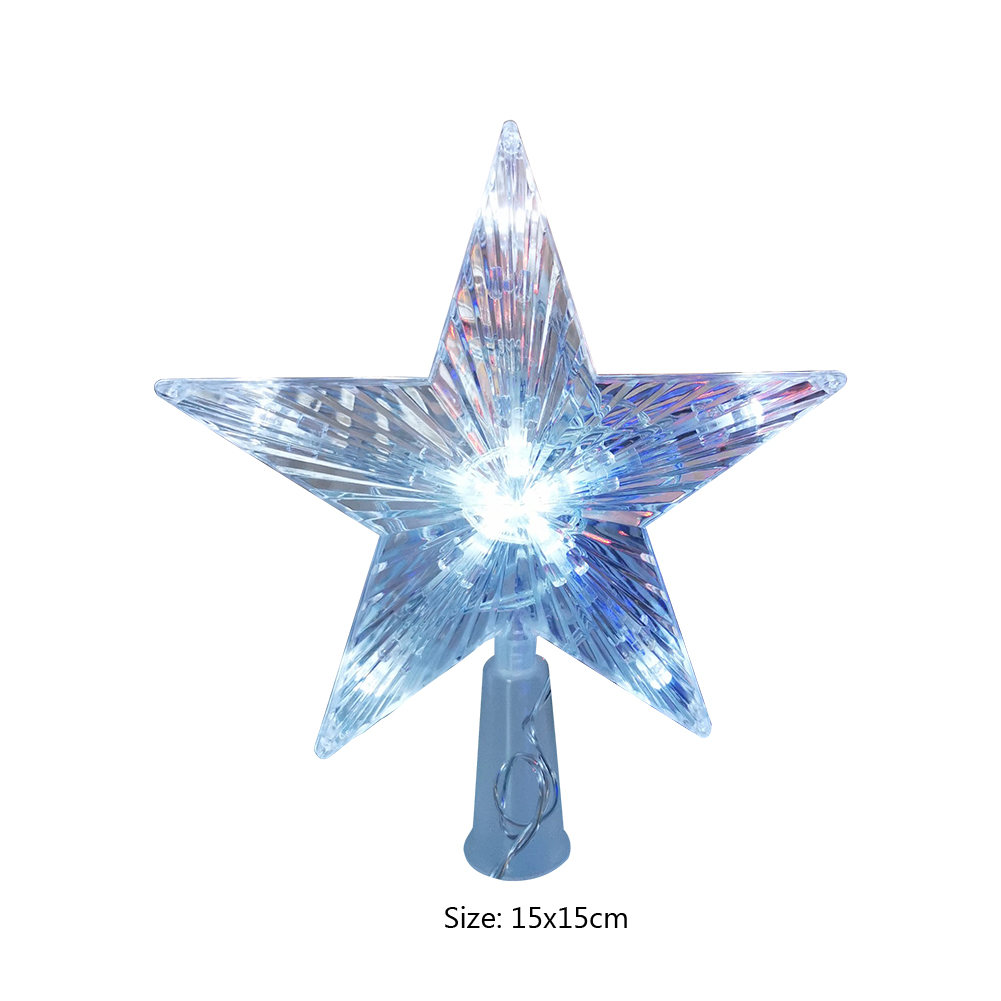 Plastic LED Glowing Star Night Light Five-pointed Lamp Christmas Tree Top for Xmas Tree Party Wedding Outdoor Garland Decoration: 3
