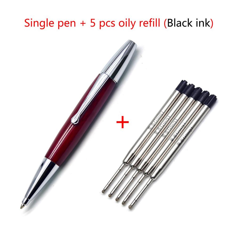 Guoyi A227 wooden ballpoint pen learning office school stationery luxury hotel business pen: Pen - 5 Black Refill