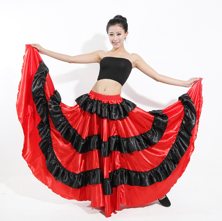 Kvinner ballsal flamenco danseskjørt rød spansk kostyme tyrefekting festival danser sigøynerskjørt damer sceneshow