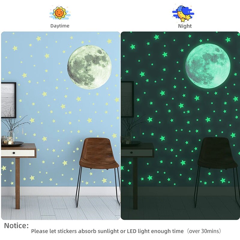 Lichtgevende Maan Sterren Astronaut Plafond Muurstickers Slaapkamer Woonkamer Glow Decals Noctilucent Stickers Home DIY Decoratie