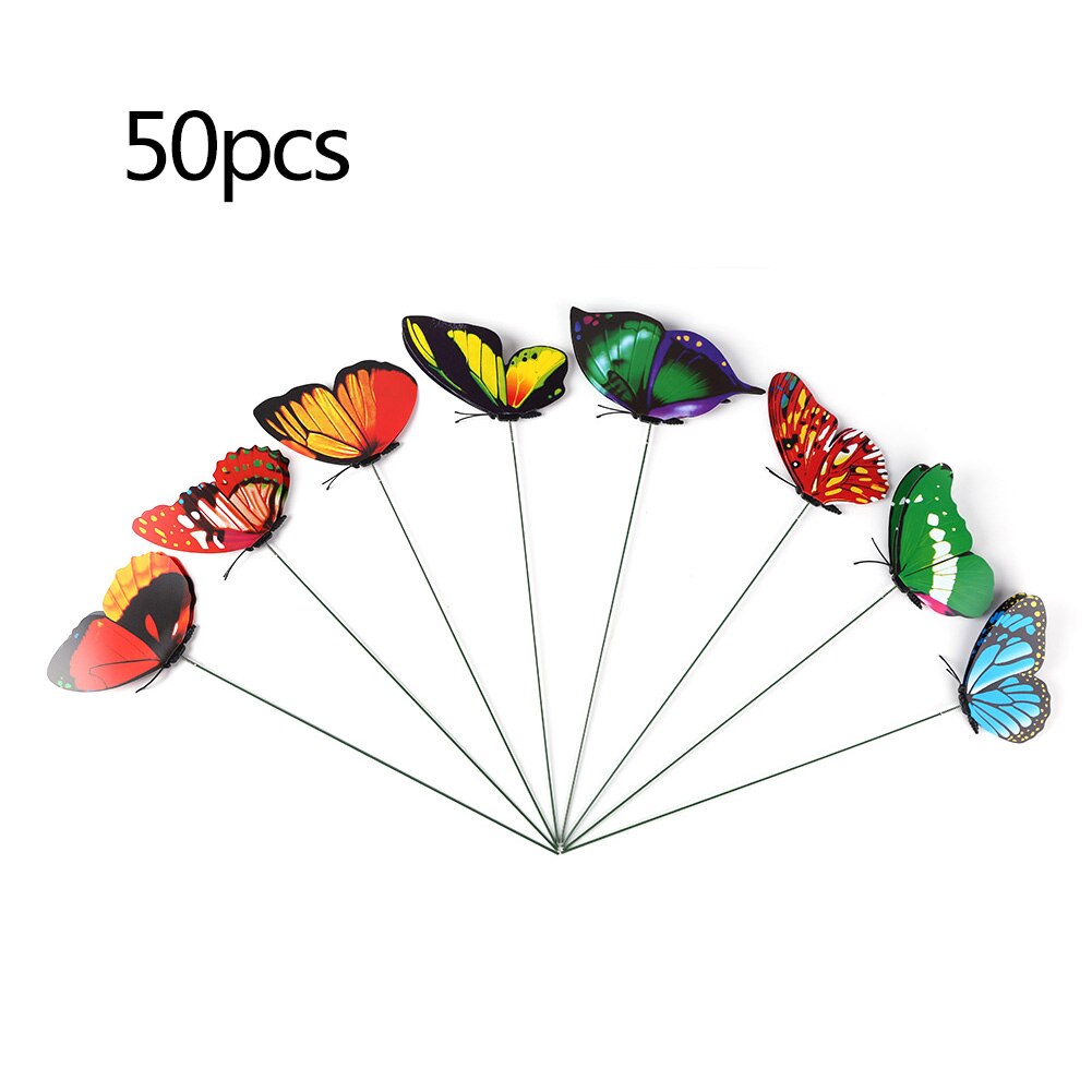 50 Stuks 12Cm Kleurrijke Kunstmatige Vlinder Nep Vlinders Stakes Voor Huis Tuin Yard Ornamenten Planten Bloempot Decoraties
