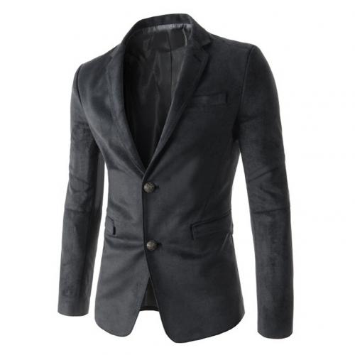 Men's Blazer - Single Breasted Notched Lapel - Casual Long Sleeve Suit Jacket: Black / M