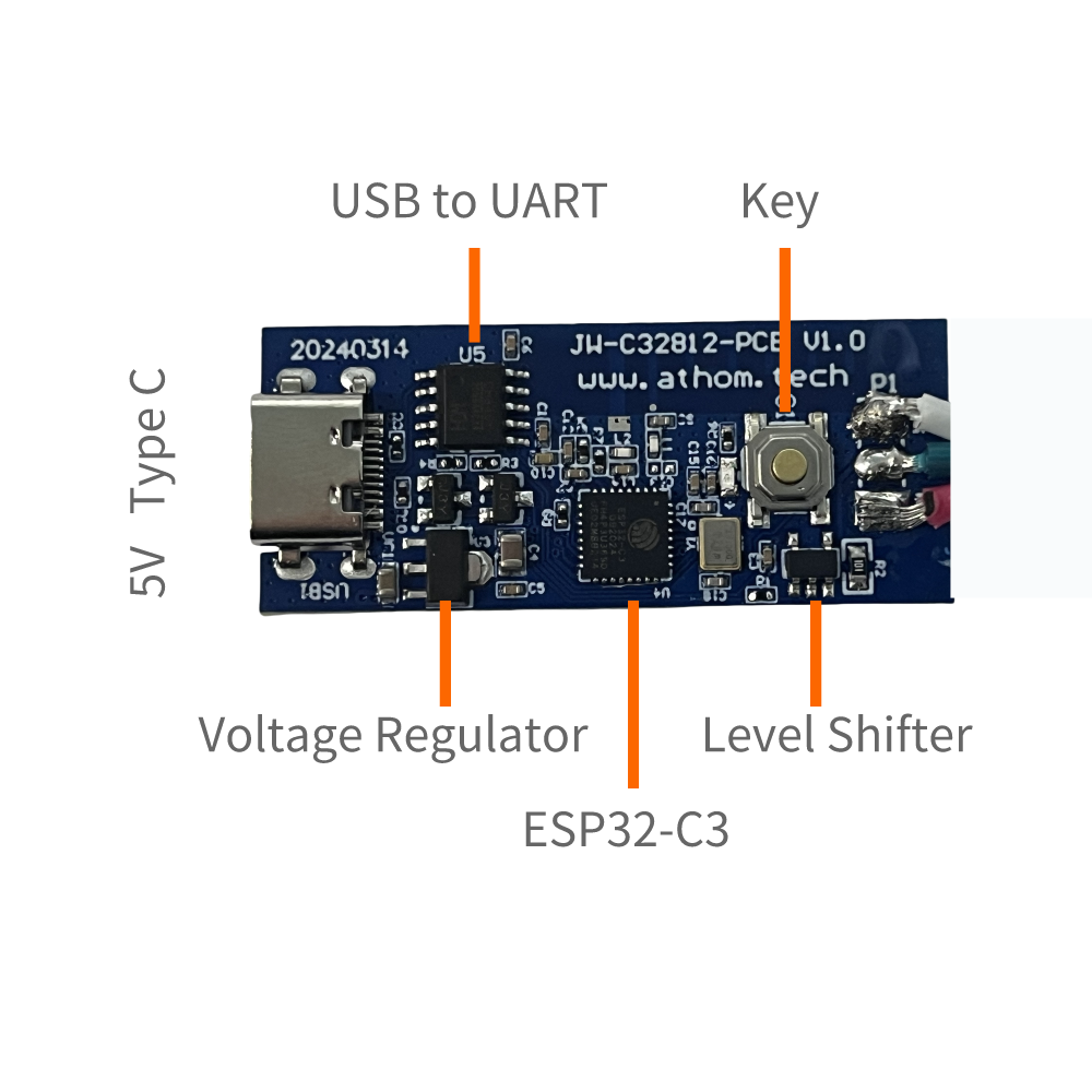IoTorero WLED schlank Typ C USB adressierbarer Streifen-Regler, tragbar, funktioniert mit Powerbank