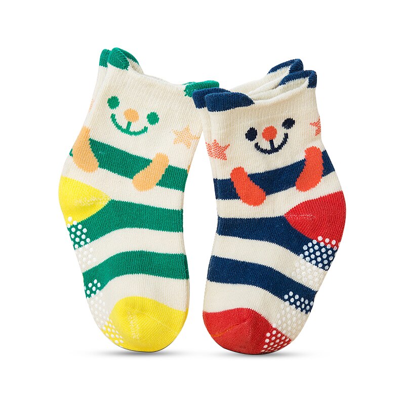 2 Paren/partij Herfst Lente Katoenen Baby Antislip Kinderen Cartoon Meisje Jongen Sokken Karakter Unisex Kindje Ongedwongen Warme sokken: Bear / 1-3Years old