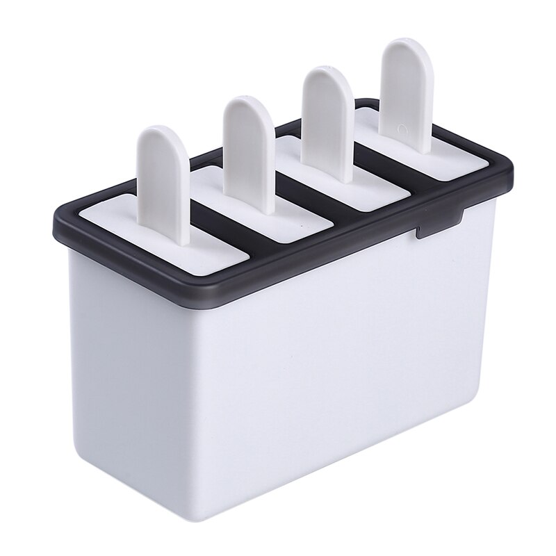 Popsicle Molds 4 Cells Frozen Pop Moulds DIY Juices Purees Yogurt Pudding Ice Cream Maker Plastic Durable Lids Frozen Snack Tool: white