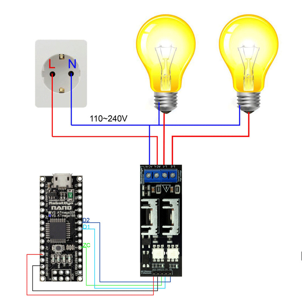 Technologie de gradateur de lumière AC, 2 canaux, 3.3V, 5V Logic, 50 H, 60H, 220V, 110V, Gradateur de lumière, Éléments de lampes, GérPumps, Filtre à air