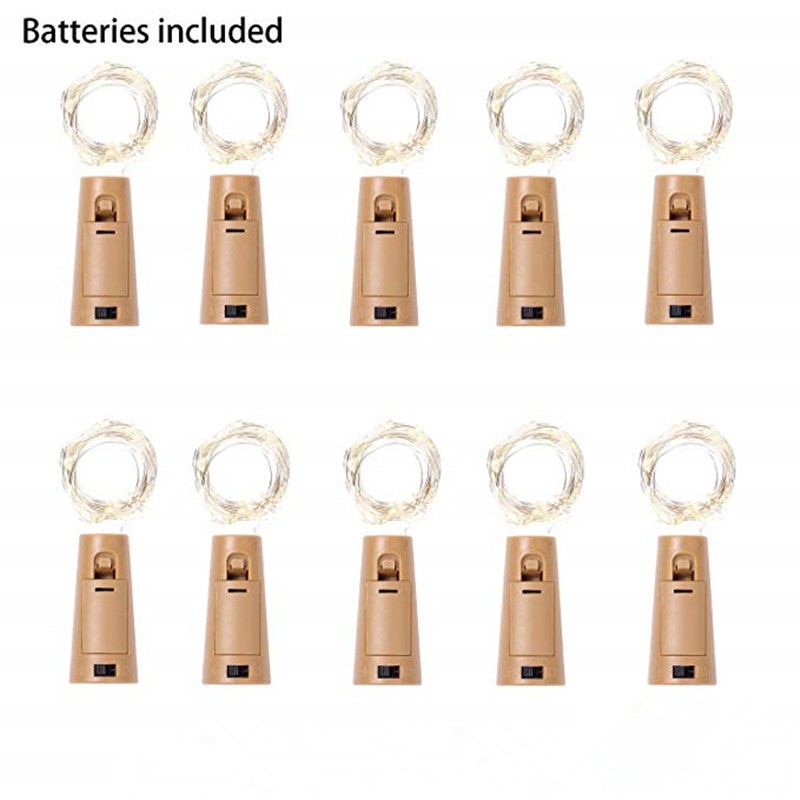 10 stuks wijnfleslampjes in de vorm van een kurk, een sterrenlampje met led-lampjes voor bruiloftsfeestdecoratie.