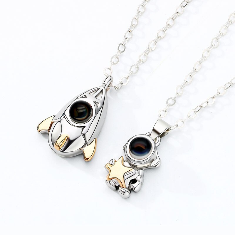 Nuova collana in argento con ciondolo astronauta per astronave X280