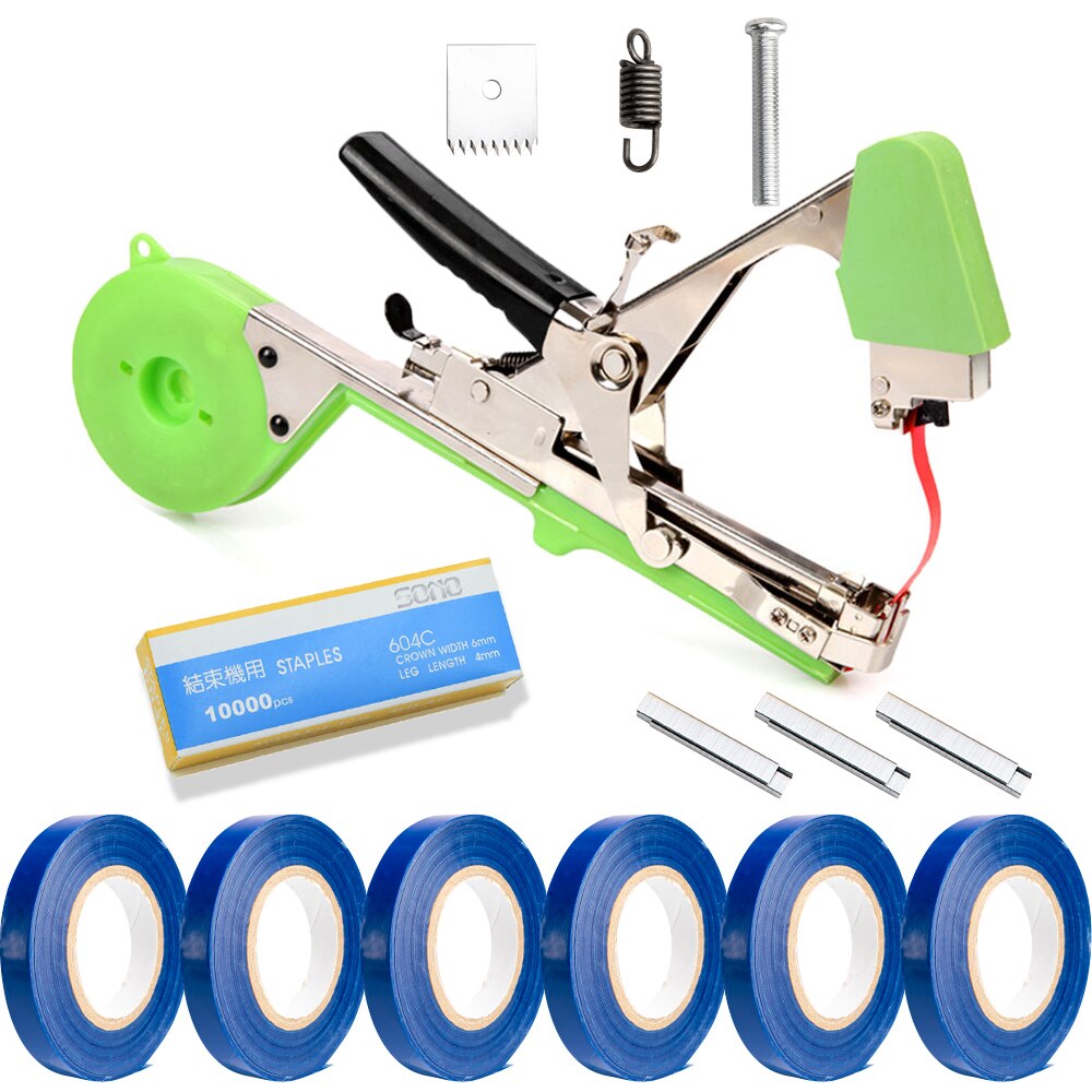Machine à attacher plante jardin plante Tapetool Tapener avec rouleaux ruban et ongles pour légume raisin tomate concombre poivre fleur: 1 set