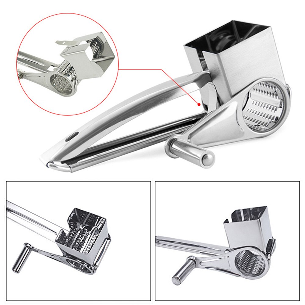 Detachable Slicer Stainless Steel Sharp Cylinder Hand Crank Labor Saving Cutter Home Kitchen Rotary Cheese Grater Easy Clean