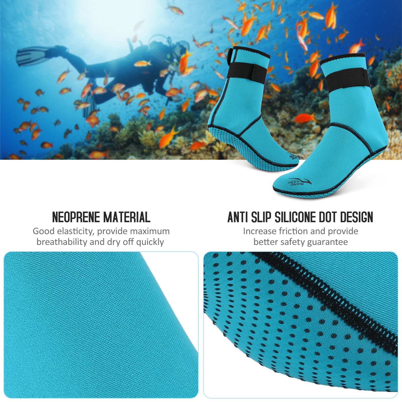 Diving Socks 3mm Neoprene Beach Water Socks Thermal Wetsuit Boots Anti Slip Diving Socks for Rafting Snorkeling Sailing Swimming