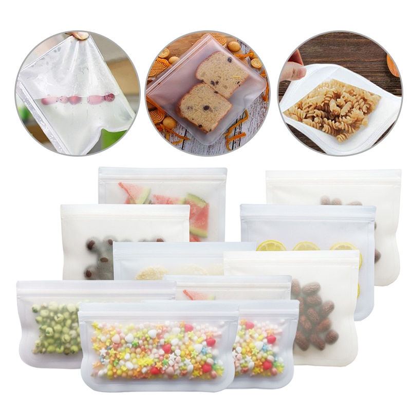 12Pcs Reusable Silicone Food Storage Bags Stasher Wrap Seal Bowl Vacuum Containers Leakproof Up Zip Shut Bag Cup Fresh Bag