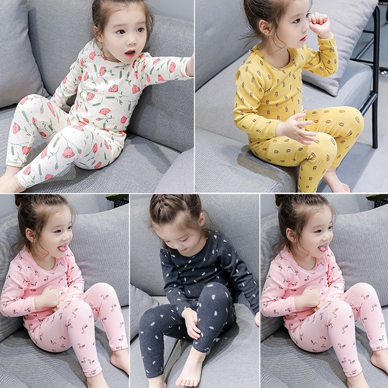 Kevät syksy lasten pyjamasetit tytöille vaatesetit vauvojen pojille yöpuvut pyjamat vaatteet puku lasten taaperoille koti