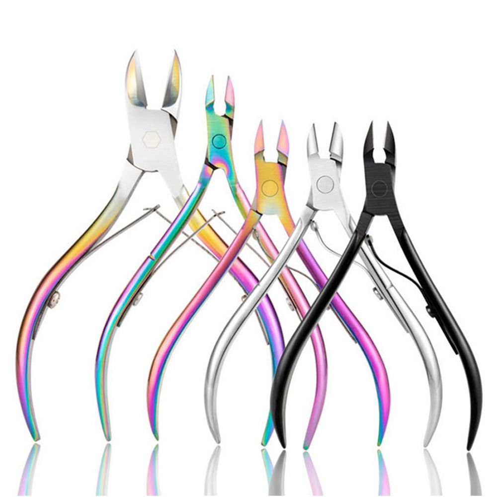 1 PC Nail Cuticle Nipper Scissors Dead Skin Onychomycosis Remover Colorful Titanium Manicure Tool Eagle Beak Pliers
