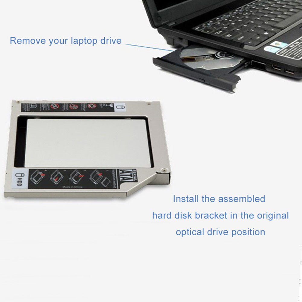 9.5mm Aluminum Alloy SATA3 Laptop CD-ROM Drive Hard Disk Bracket SSD Caddy Tray